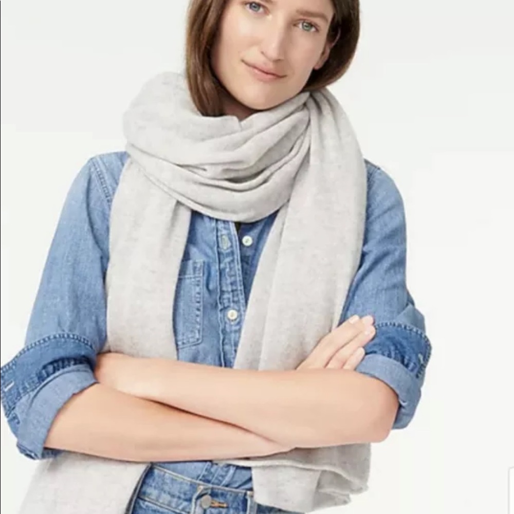 J. Crew Light Gray Cashmere-Blend Scarf